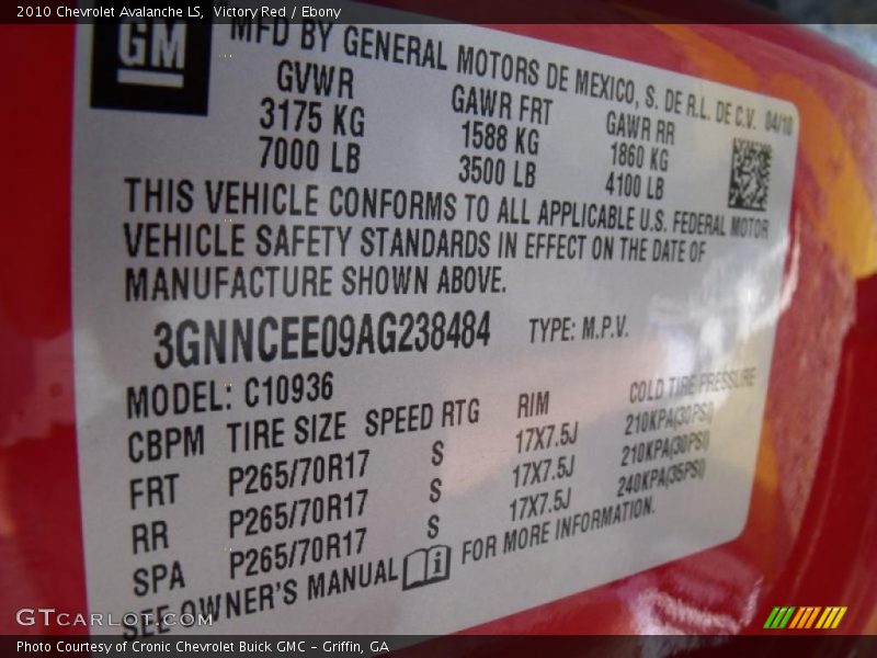 Victory Red / Ebony 2010 Chevrolet Avalanche LS