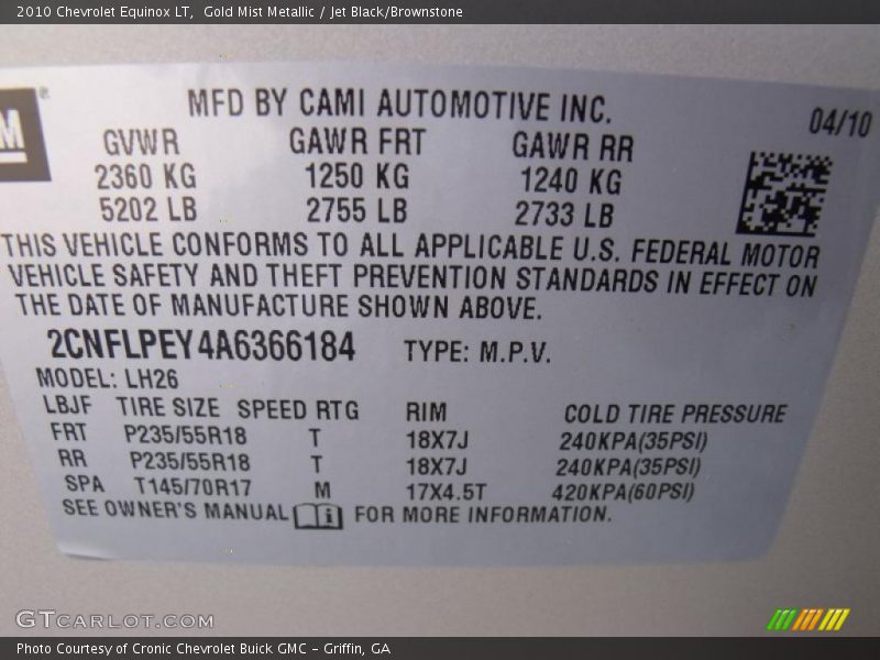 Gold Mist Metallic / Jet Black/Brownstone 2010 Chevrolet Equinox LT