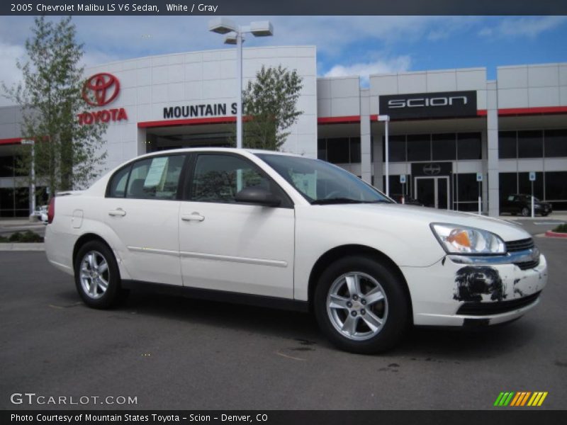 White / Gray 2005 Chevrolet Malibu LS V6 Sedan