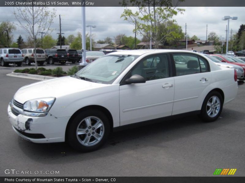 White / Gray 2005 Chevrolet Malibu LS V6 Sedan