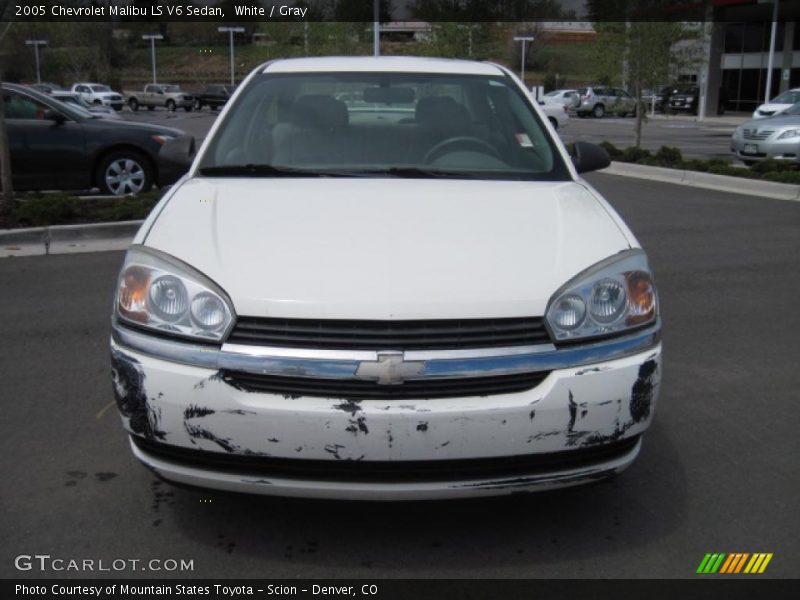 White / Gray 2005 Chevrolet Malibu LS V6 Sedan