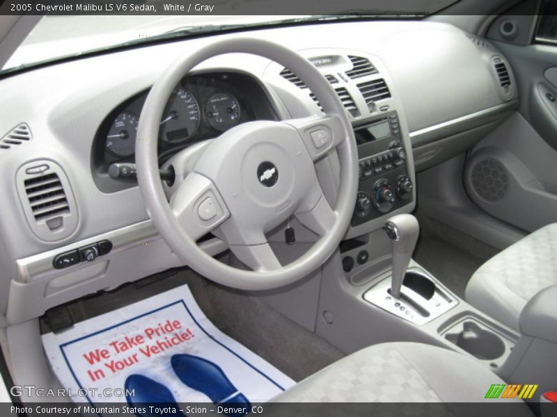 White / Gray 2005 Chevrolet Malibu LS V6 Sedan
