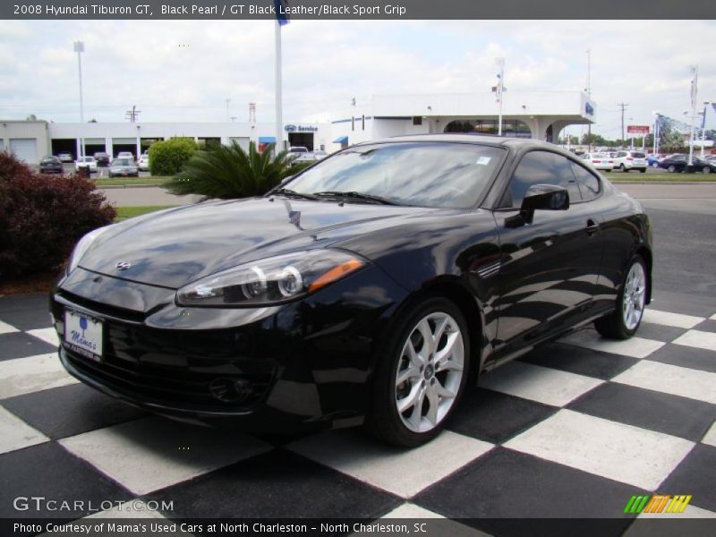 Black Pearl / GT Black Leather/Black Sport Grip 2008 Hyundai Tiburon GT