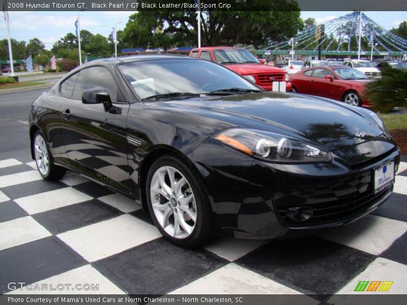 Black Pearl / GT Black Leather/Black Sport Grip 2008 Hyundai Tiburon GT
