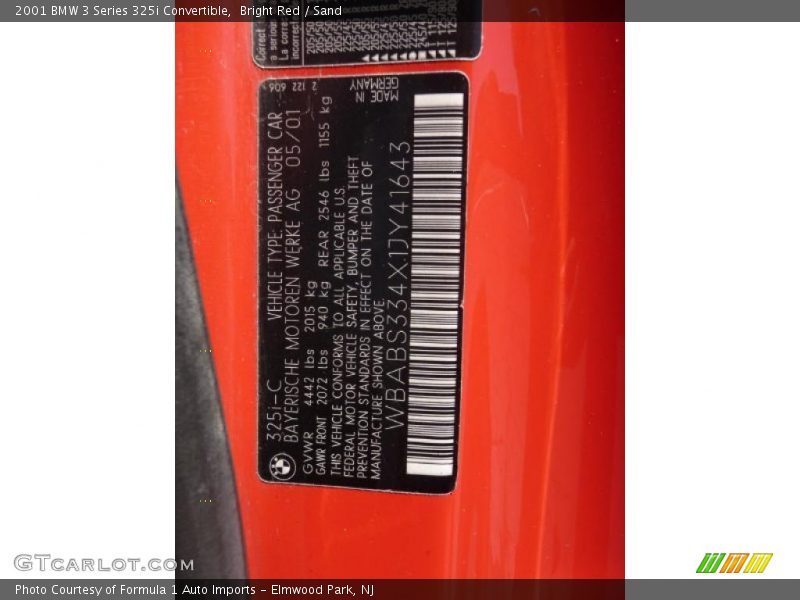 Bright Red / Sand 2001 BMW 3 Series 325i Convertible