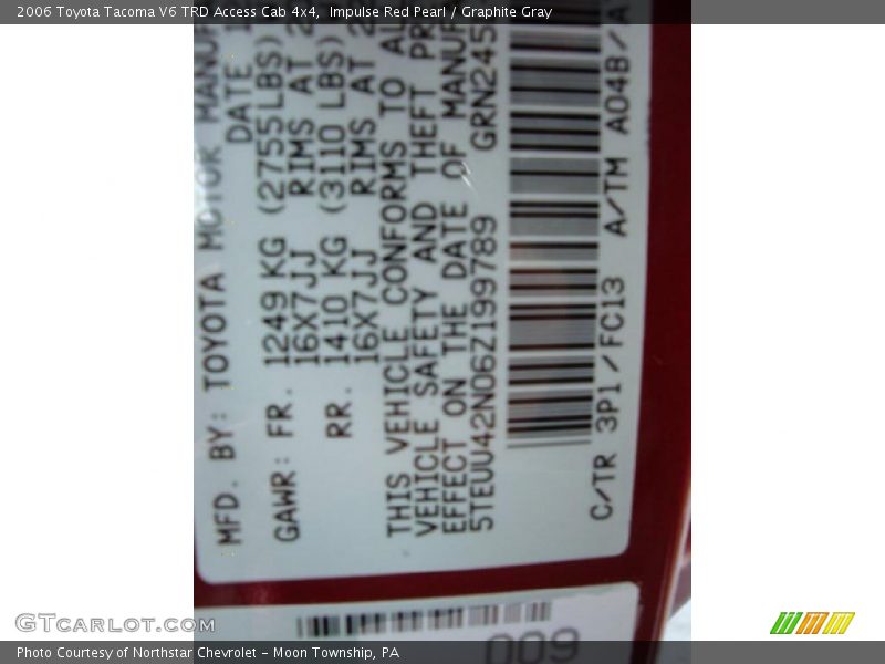Impulse Red Pearl / Graphite Gray 2006 Toyota Tacoma V6 TRD Access Cab 4x4