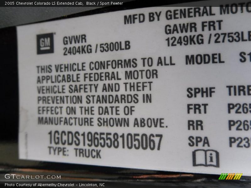 Black / Sport Pewter 2005 Chevrolet Colorado LS Extended Cab