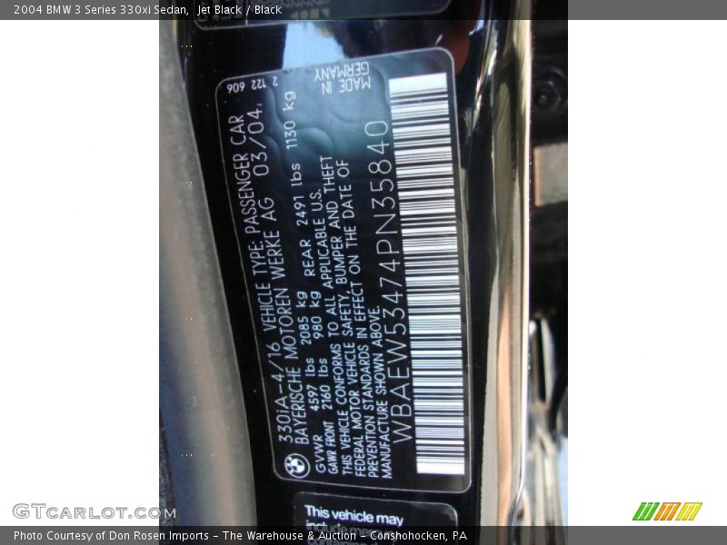 Jet Black / Black 2004 BMW 3 Series 330xi Sedan