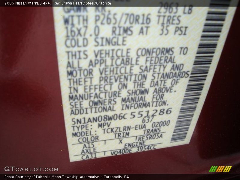 Red Brawn Pearl / Steel/Graphite 2006 Nissan Xterra S 4x4