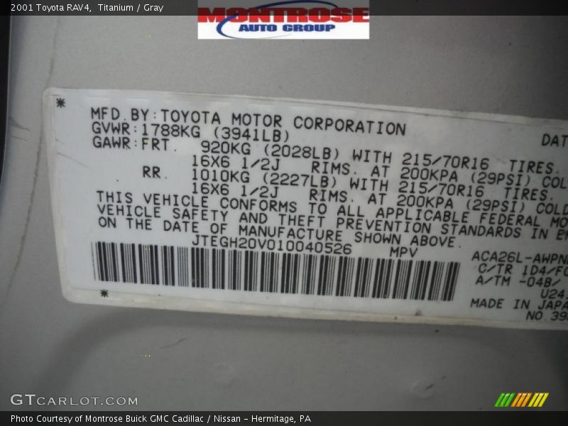 Titanium / Gray 2001 Toyota RAV4