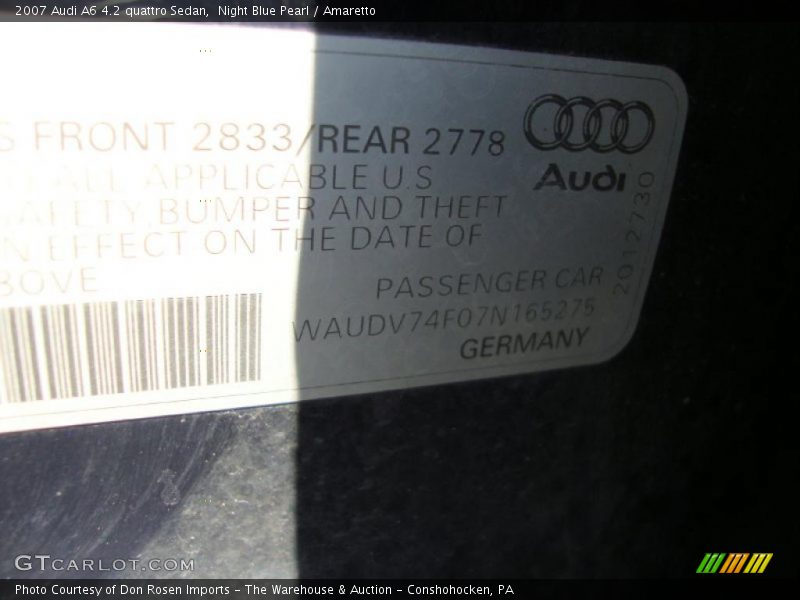 Night Blue Pearl / Amaretto 2007 Audi A6 4.2 quattro Sedan