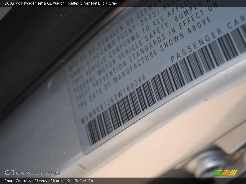Reflex Silver Metallic / Grey 2003 Volkswagen Jetta GL Wagon