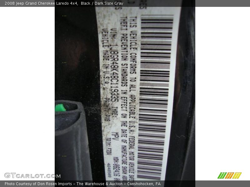 Black / Dark Slate Gray 2008 Jeep Grand Cherokee Laredo 4x4