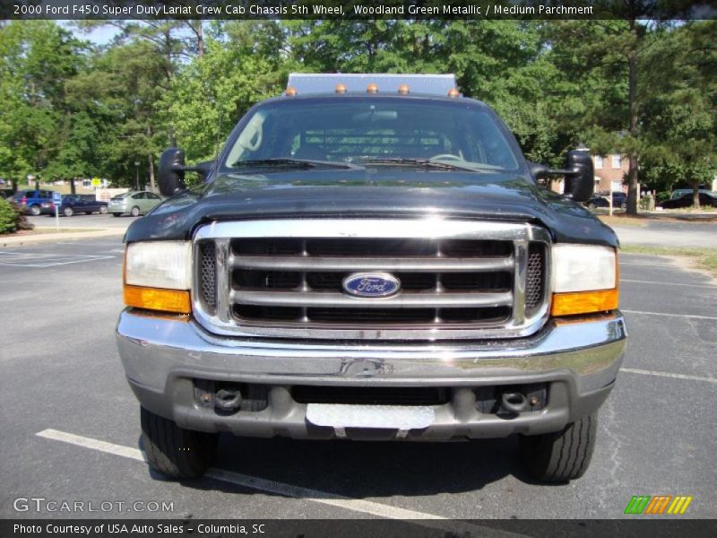 Woodland Green Metallic / Medium Parchment 2000 Ford F450 Super Duty Lariat Crew Cab Chassis 5th Wheel