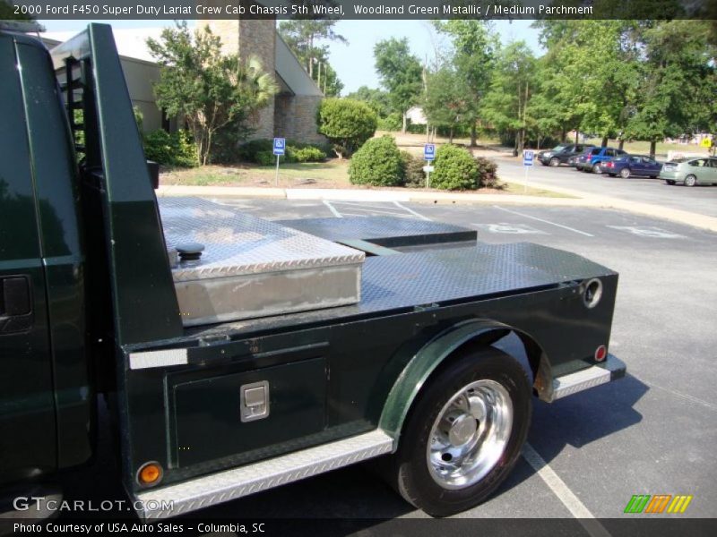 Woodland Green Metallic / Medium Parchment 2000 Ford F450 Super Duty Lariat Crew Cab Chassis 5th Wheel