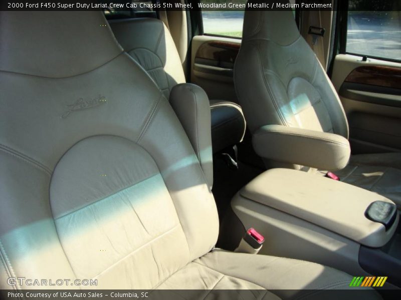 Woodland Green Metallic / Medium Parchment 2000 Ford F450 Super Duty Lariat Crew Cab Chassis 5th Wheel