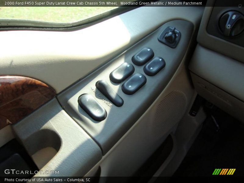 Woodland Green Metallic / Medium Parchment 2000 Ford F450 Super Duty Lariat Crew Cab Chassis 5th Wheel