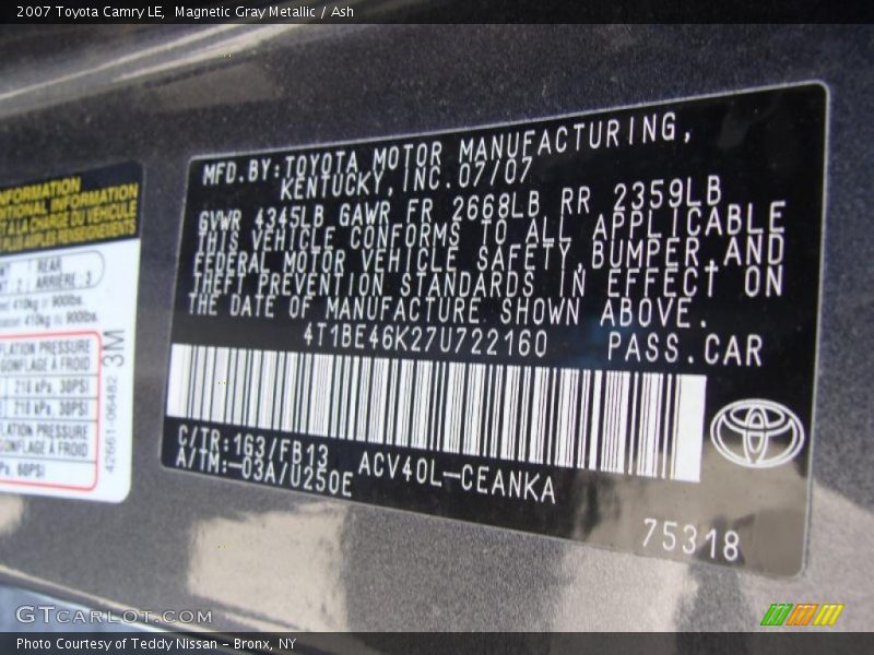 Magnetic Gray Metallic / Ash 2007 Toyota Camry LE