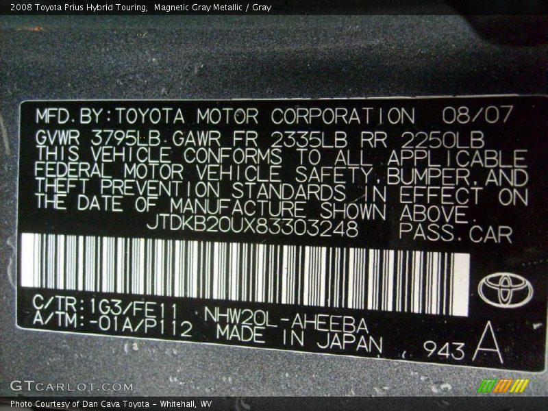 Magnetic Gray Metallic / Gray 2008 Toyota Prius Hybrid Touring