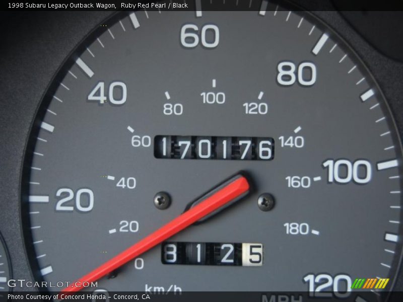 Ruby Red Pearl / Black 1998 Subaru Legacy Outback Wagon