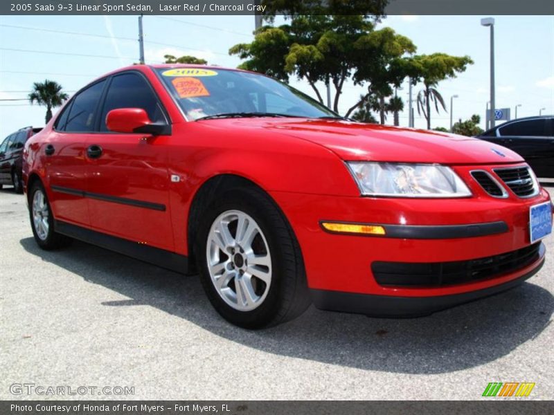 Laser Red / Charcoal Gray 2005 Saab 9-3 Linear Sport Sedan