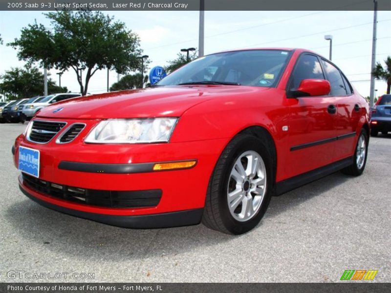 Laser Red / Charcoal Gray 2005 Saab 9-3 Linear Sport Sedan