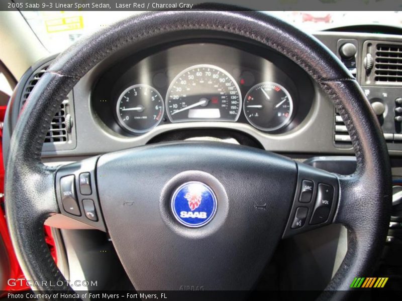 Laser Red / Charcoal Gray 2005 Saab 9-3 Linear Sport Sedan