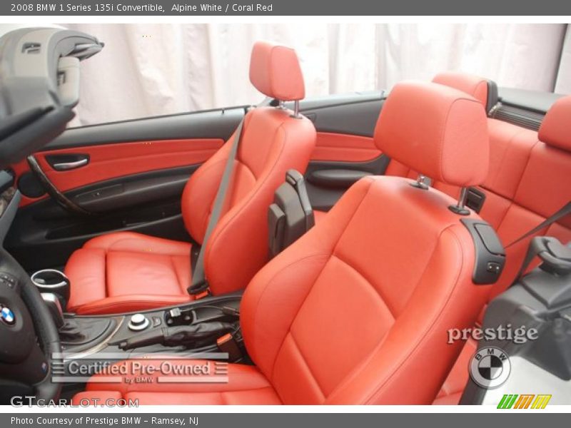 Alpine White / Coral Red 2008 BMW 1 Series 135i Convertible