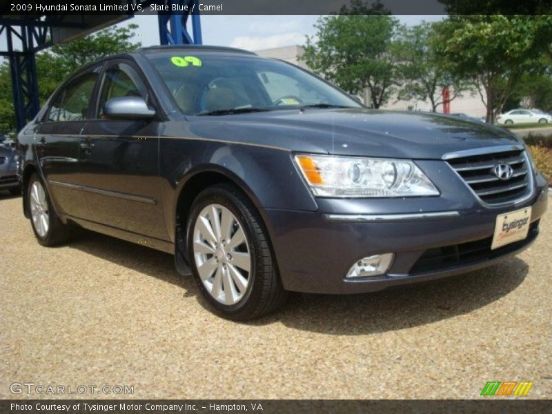 Slate Blue / Camel 2009 Hyundai Sonata Limited V6