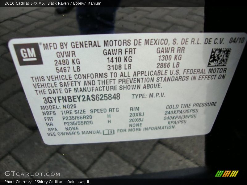 Black Raven / Ebony/Titanium 2010 Cadillac SRX V6