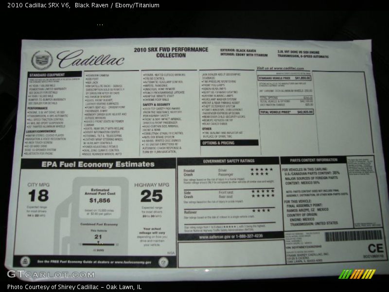 Black Raven / Ebony/Titanium 2010 Cadillac SRX V6