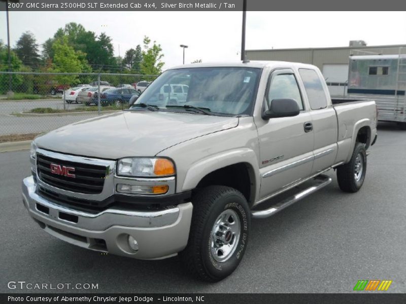 Silver Birch Metallic / Tan 2007 GMC Sierra 2500HD SLT Extended Cab 4x4