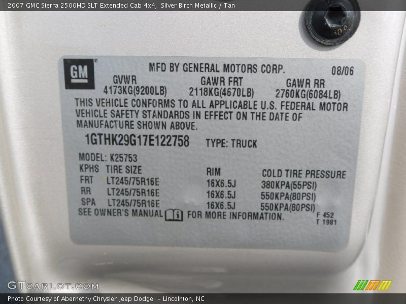 Silver Birch Metallic / Tan 2007 GMC Sierra 2500HD SLT Extended Cab 4x4