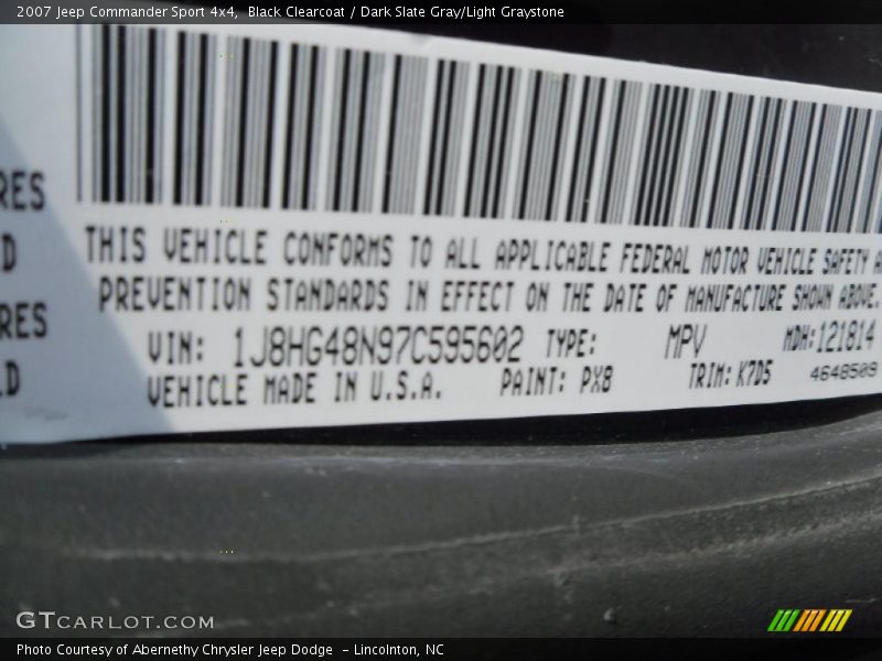 Black Clearcoat / Dark Slate Gray/Light Graystone 2007 Jeep Commander Sport 4x4