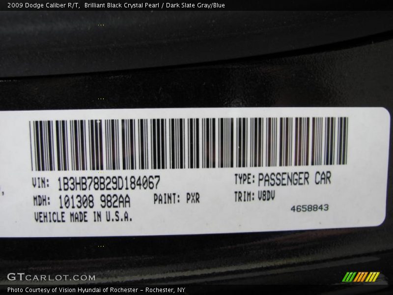 Brilliant Black Crystal Pearl / Dark Slate Gray/Blue 2009 Dodge Caliber R/T