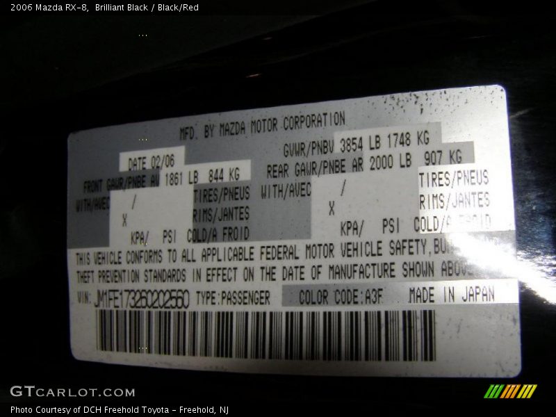 Brilliant Black / Black/Red 2006 Mazda RX-8