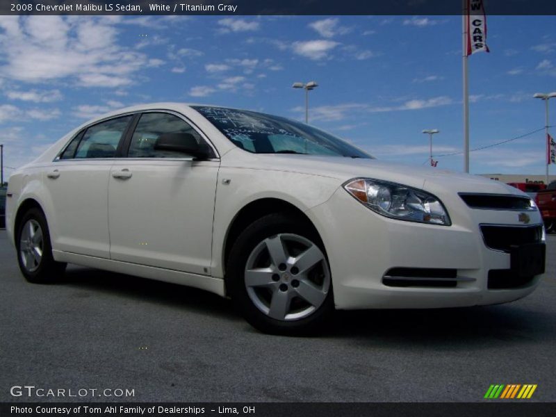 White / Titanium Gray 2008 Chevrolet Malibu LS Sedan