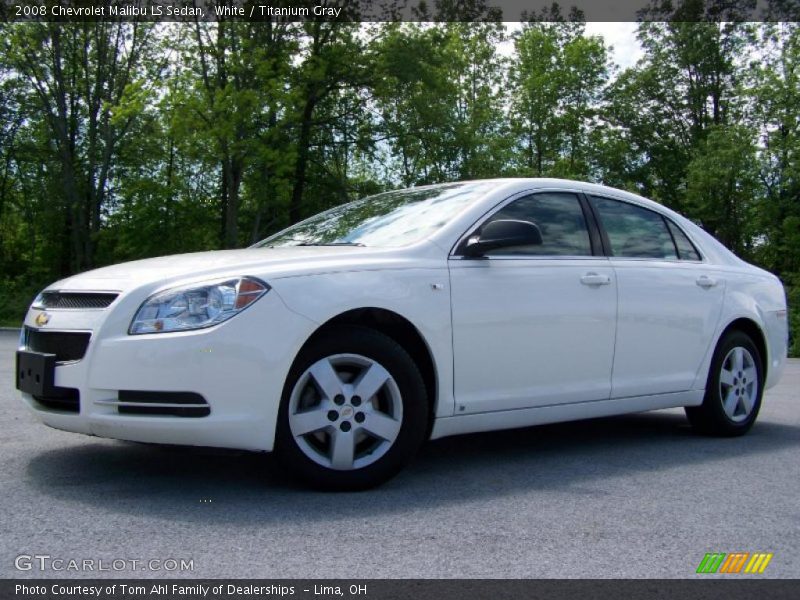 White / Titanium Gray 2008 Chevrolet Malibu LS Sedan