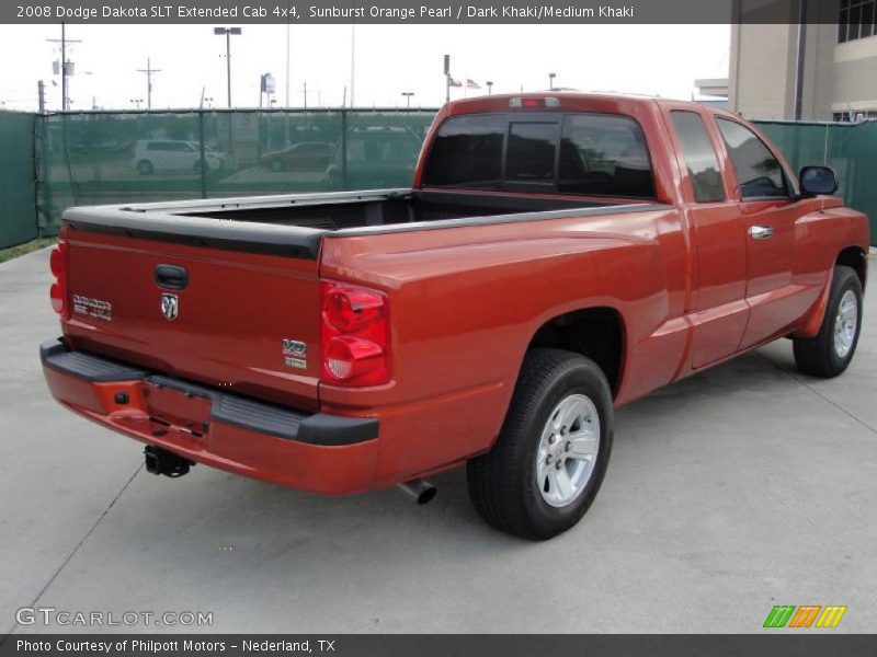 Sunburst Orange Pearl / Dark Khaki/Medium Khaki 2008 Dodge Dakota SLT Extended Cab 4x4