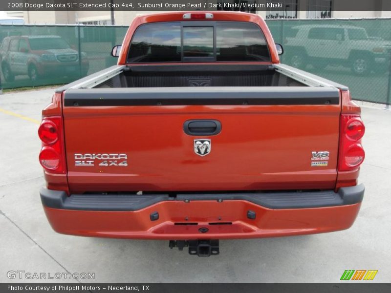 Sunburst Orange Pearl / Dark Khaki/Medium Khaki 2008 Dodge Dakota SLT Extended Cab 4x4