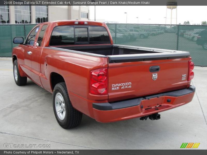 Sunburst Orange Pearl / Dark Khaki/Medium Khaki 2008 Dodge Dakota SLT Extended Cab 4x4