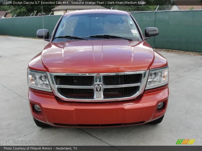 Sunburst Orange Pearl / Dark Khaki/Medium Khaki 2008 Dodge Dakota SLT Extended Cab 4x4