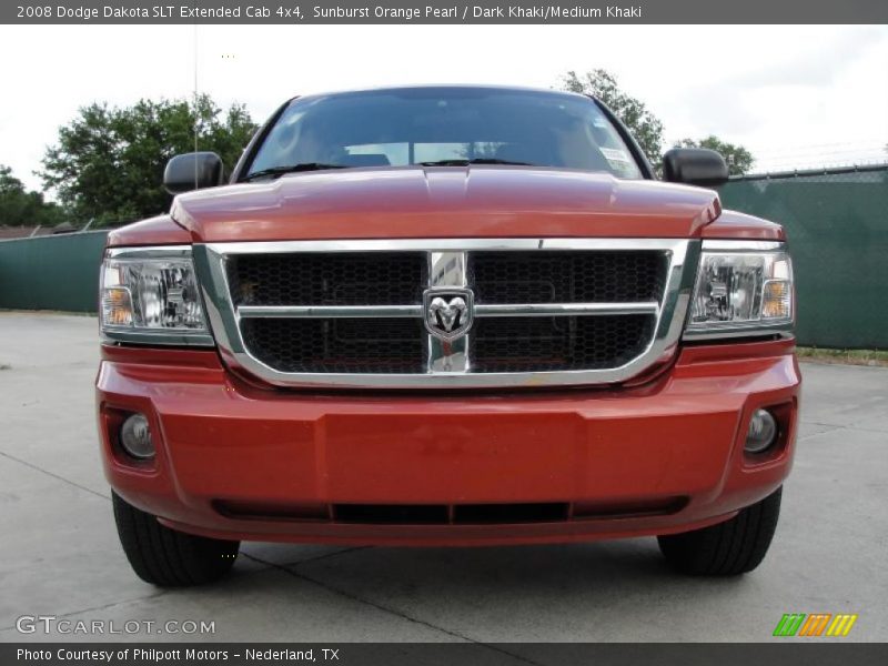 Sunburst Orange Pearl / Dark Khaki/Medium Khaki 2008 Dodge Dakota SLT Extended Cab 4x4
