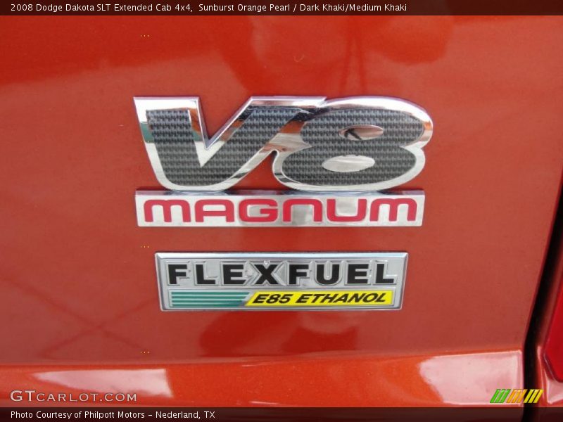 Sunburst Orange Pearl / Dark Khaki/Medium Khaki 2008 Dodge Dakota SLT Extended Cab 4x4