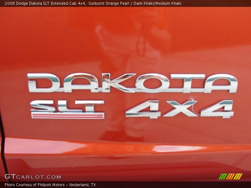 Sunburst Orange Pearl / Dark Khaki/Medium Khaki 2008 Dodge Dakota SLT Extended Cab 4x4