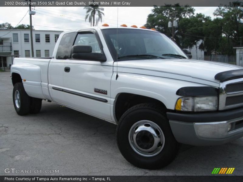 Bright White / Mist Gray 2002 Dodge Ram 3500 SLT Quad Cab Dually