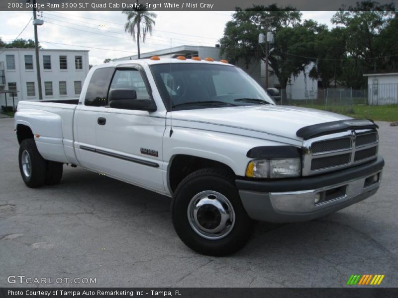 Bright White / Mist Gray 2002 Dodge Ram 3500 SLT Quad Cab Dually