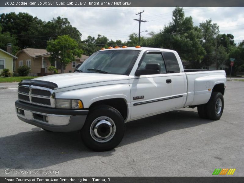 Bright White / Mist Gray 2002 Dodge Ram 3500 SLT Quad Cab Dually