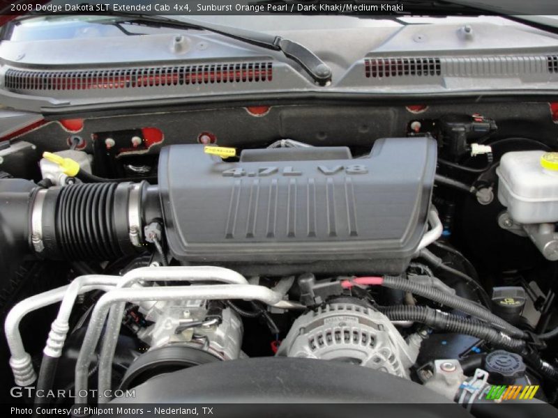 Sunburst Orange Pearl / Dark Khaki/Medium Khaki 2008 Dodge Dakota SLT Extended Cab 4x4