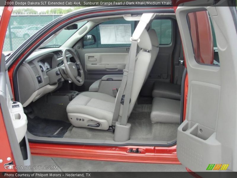 Sunburst Orange Pearl / Dark Khaki/Medium Khaki 2008 Dodge Dakota SLT Extended Cab 4x4